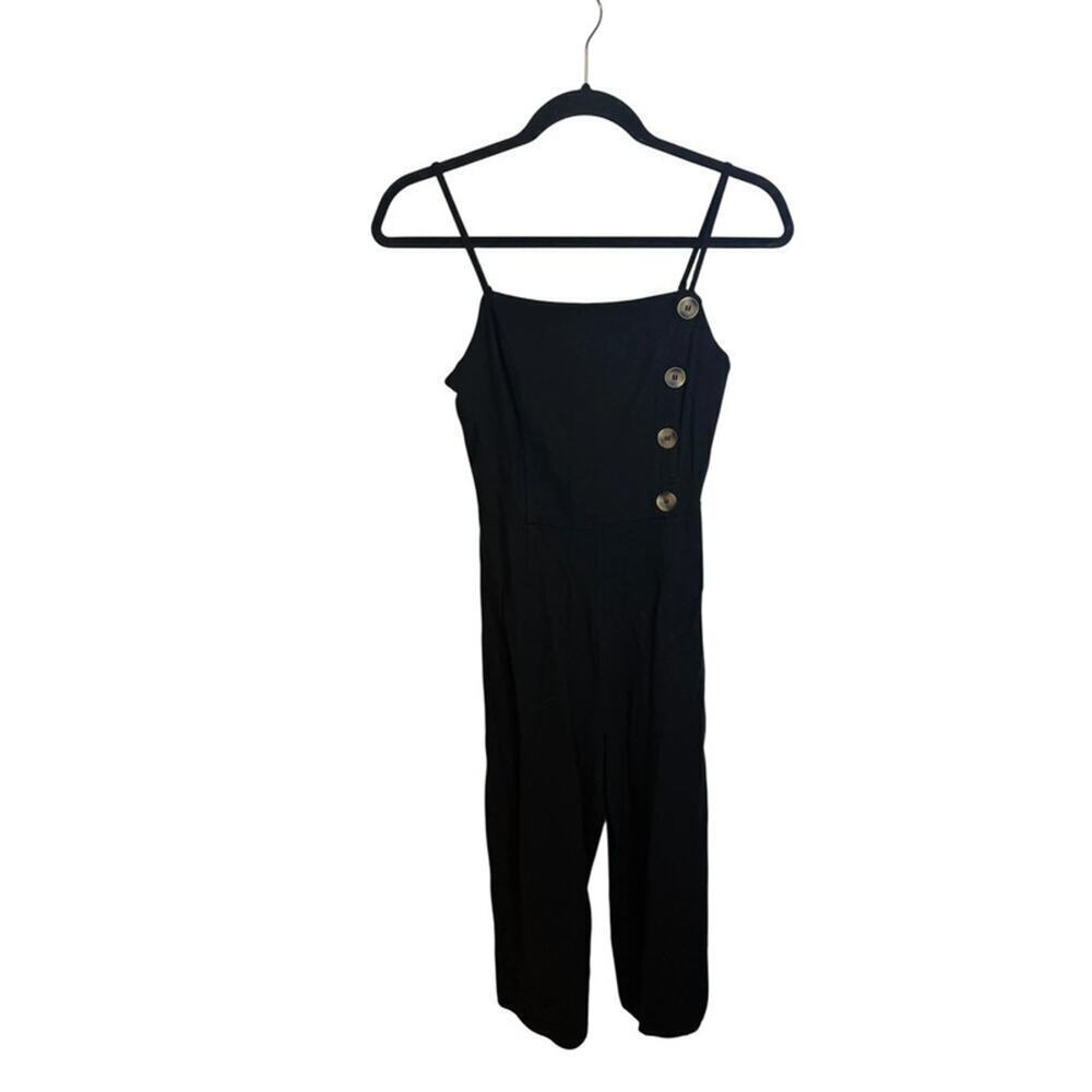 Me to We Black Linen Cropped Jumpsuit